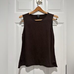 Eileen Fisher Deep Brown Silk/Cashmere blend Tank, Large